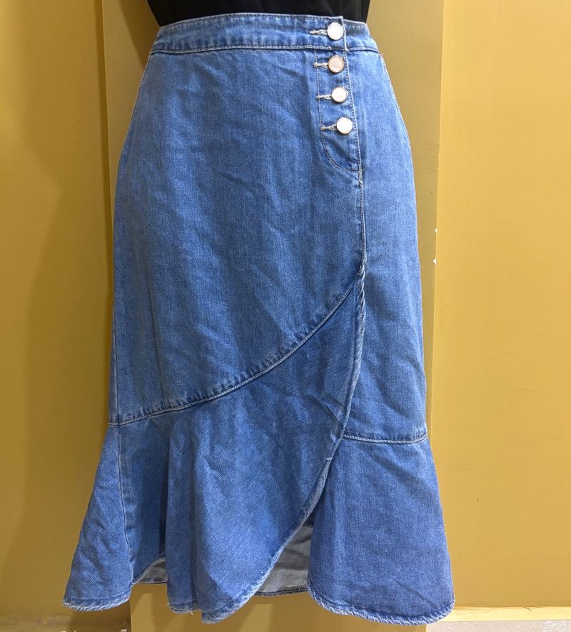 Stylish Denim Wrap Skirt