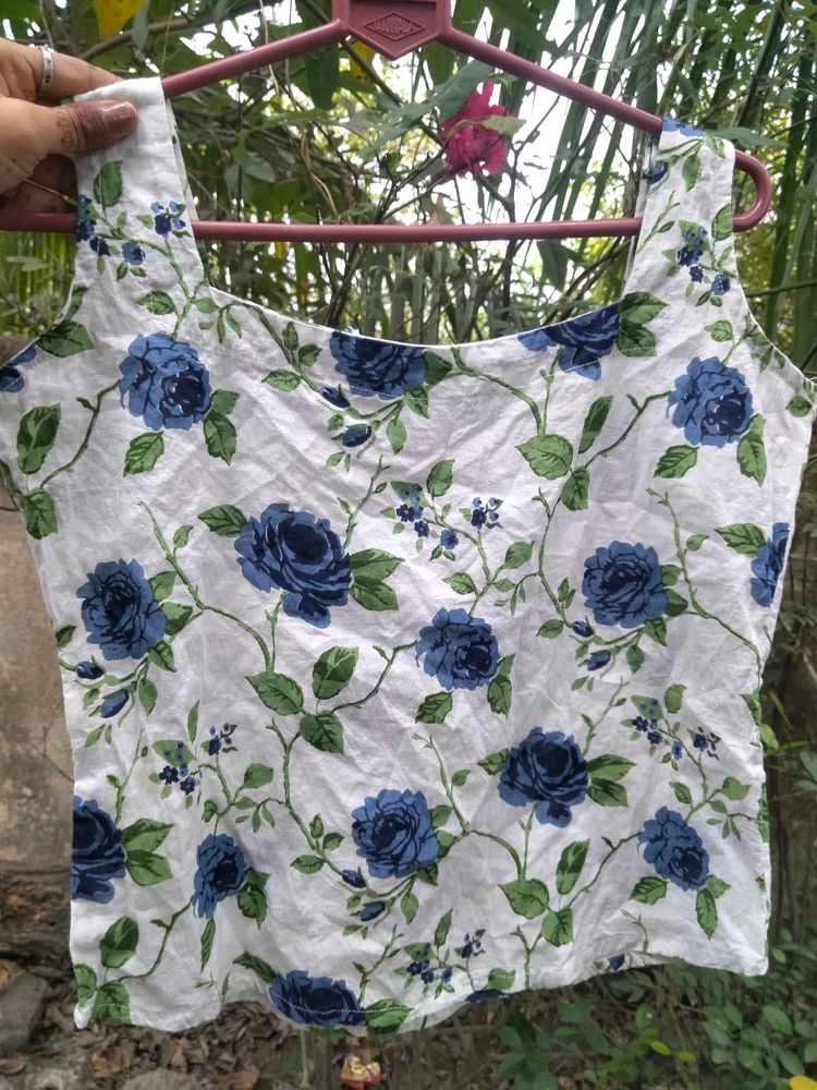 Floral Print Sleeveless Top pure cotton