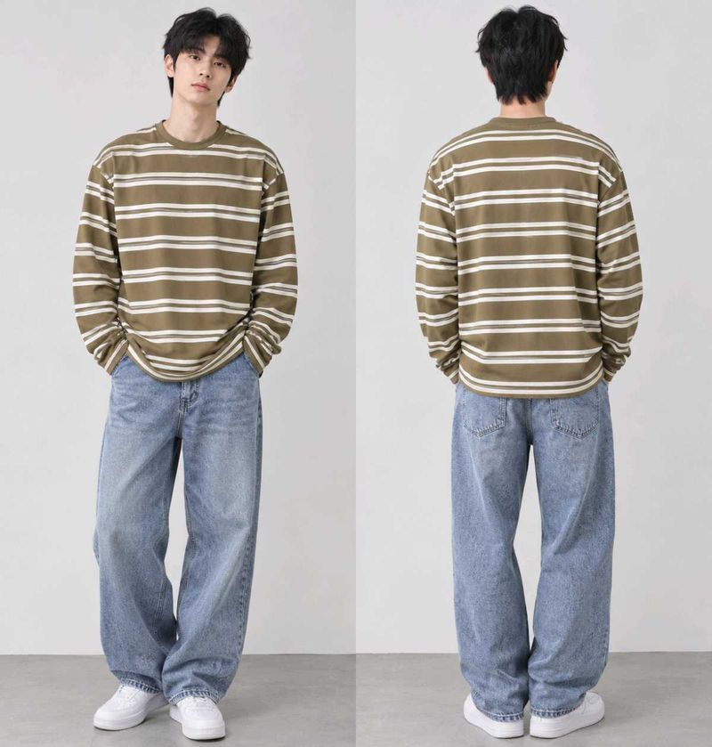 Uniqlo Striped Long Sleeve Warm T-Shirt
