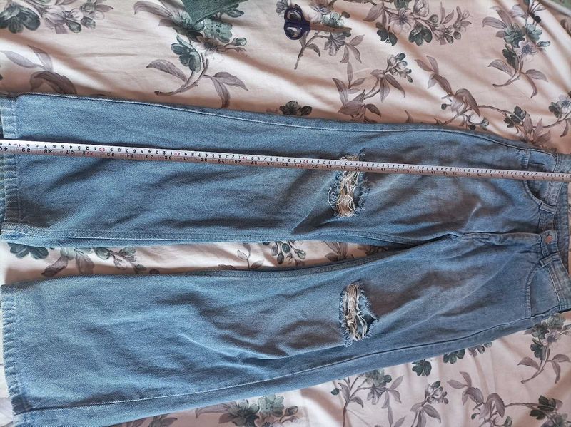 Ripped Light Wash Wide Leg Jeans