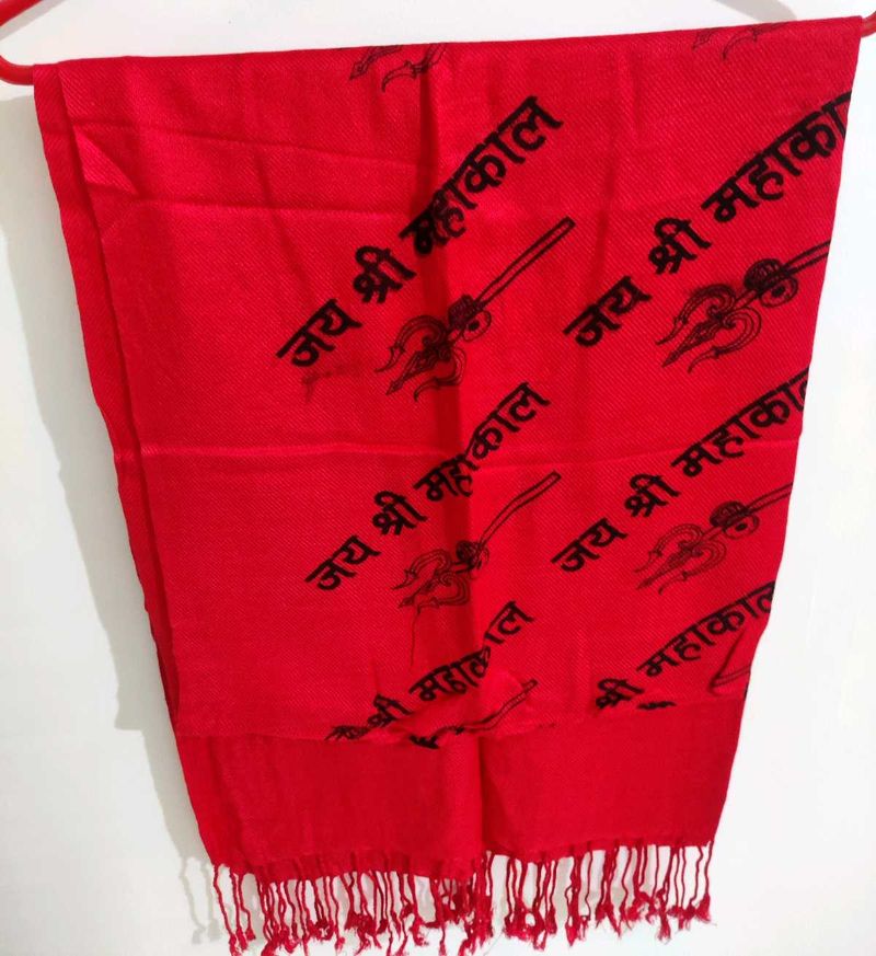 'Jai Shree Mahakal' Red Stole, SAWAN SPECIAL 🕉️
