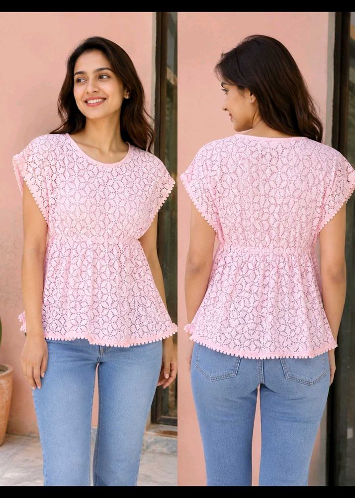 Wonder Nation Pink Crochet Lace Top