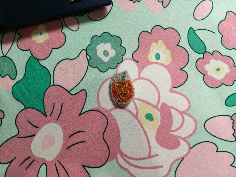 Handmade orange juice inspired Beaded Brooch