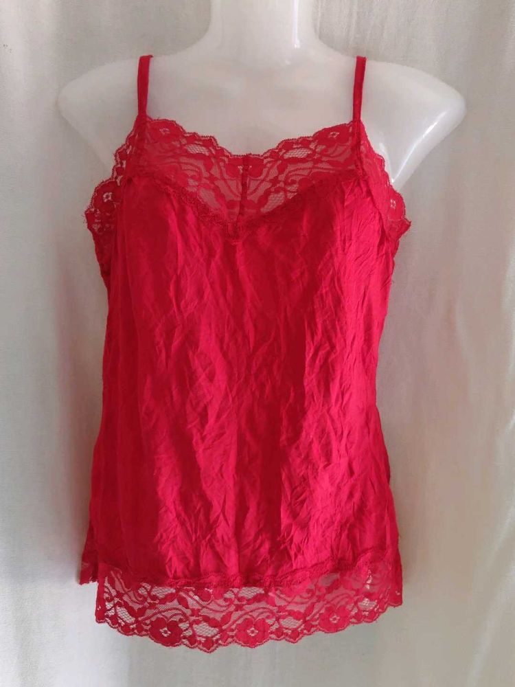 Red Lace Trim Camisole
