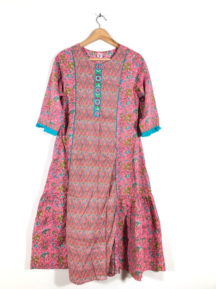 Pink Printed A-Line Kurta(Women’s)