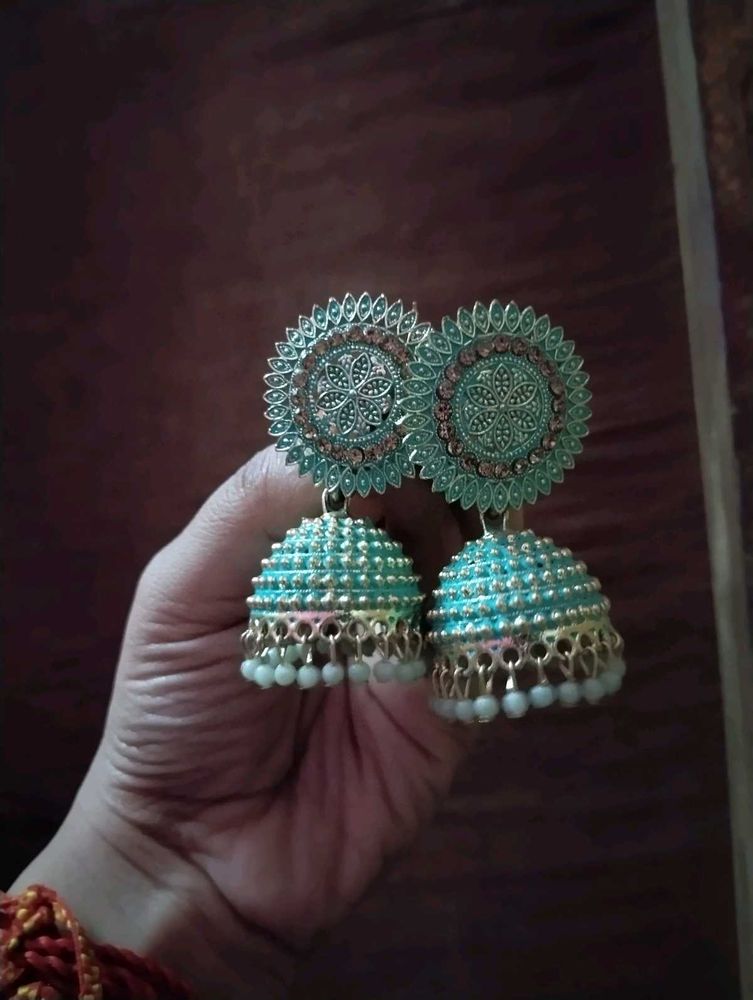 Turquoise Jhumka Earrings
