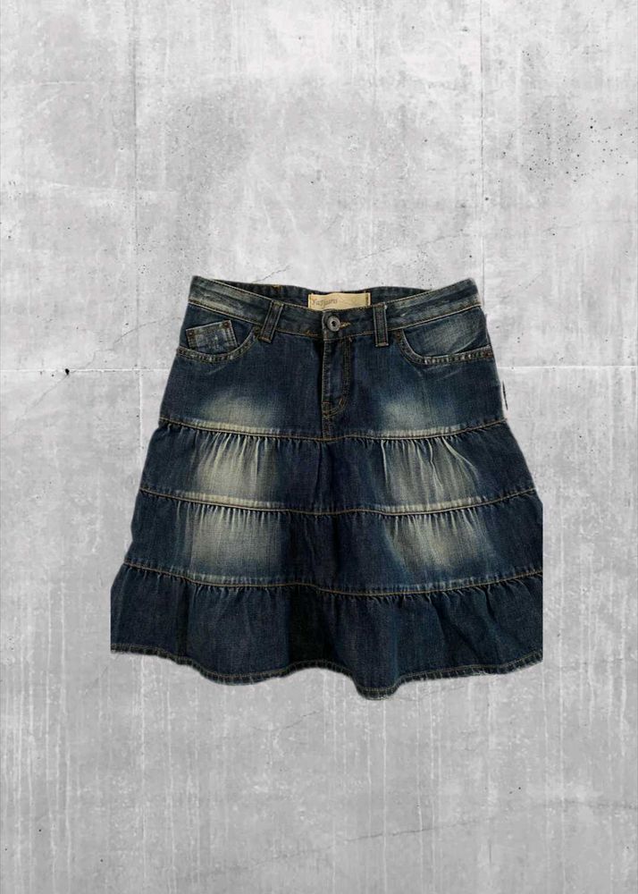 Denim Tiered Skirt