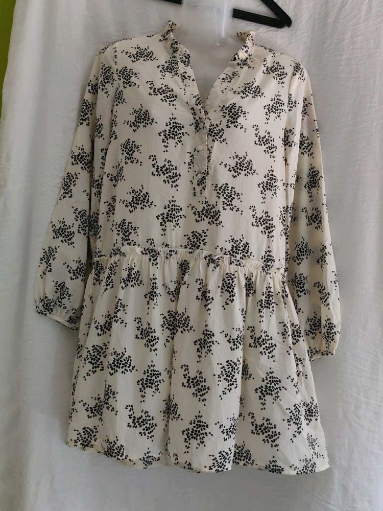 Cream &amp; Black Floral Mini Dress