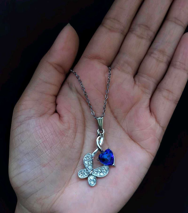 Butterfly &amp; Heart Charm Necklace