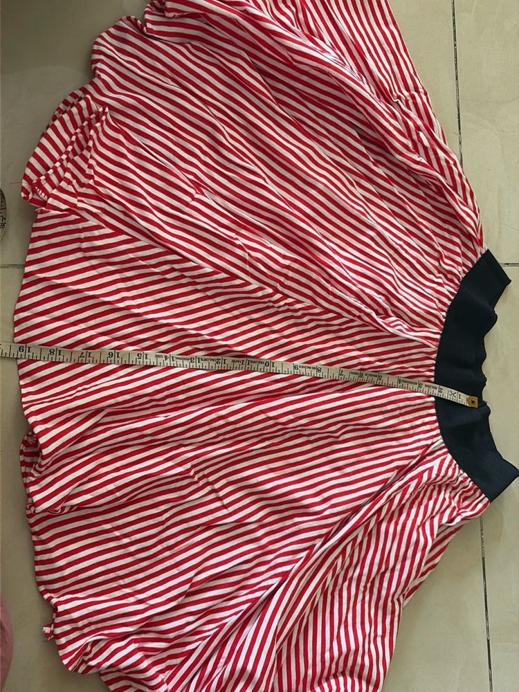 Red &amp; White Striped western Skirt