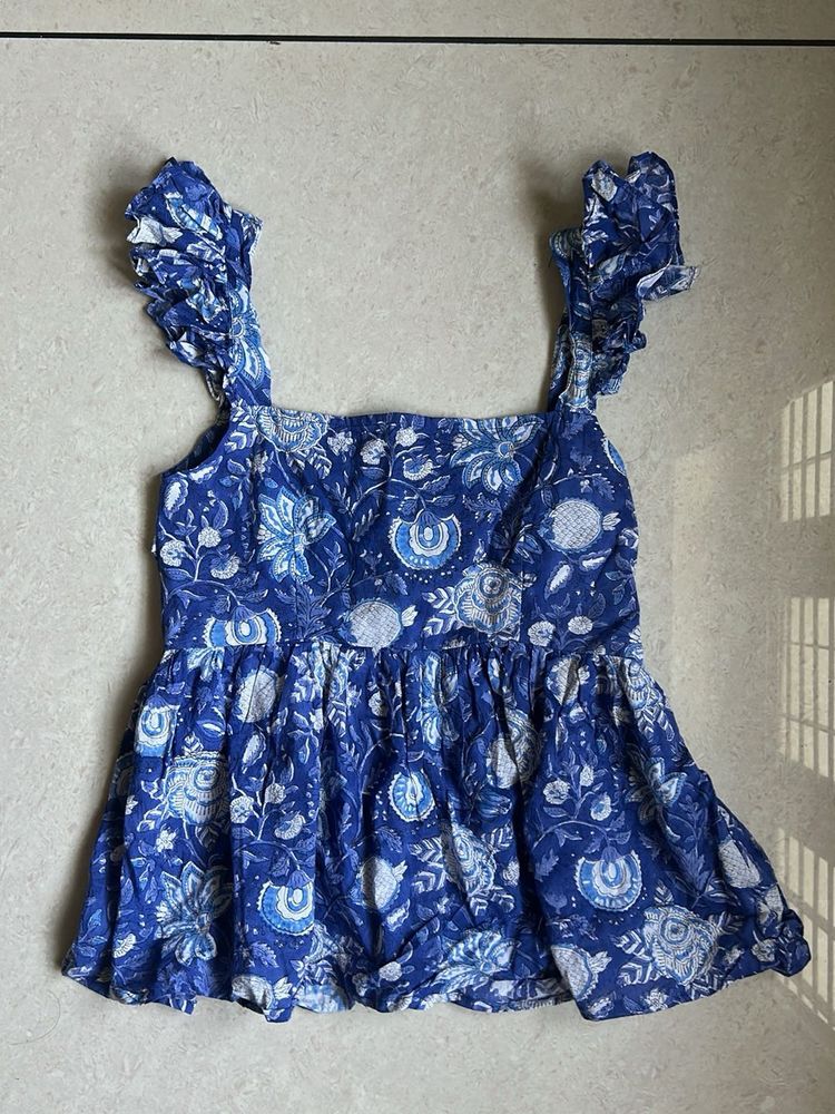 Beautiful Blue Floral Print Top