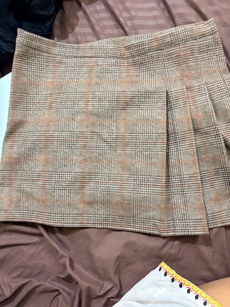 Plaid Pleated Mini Skirt