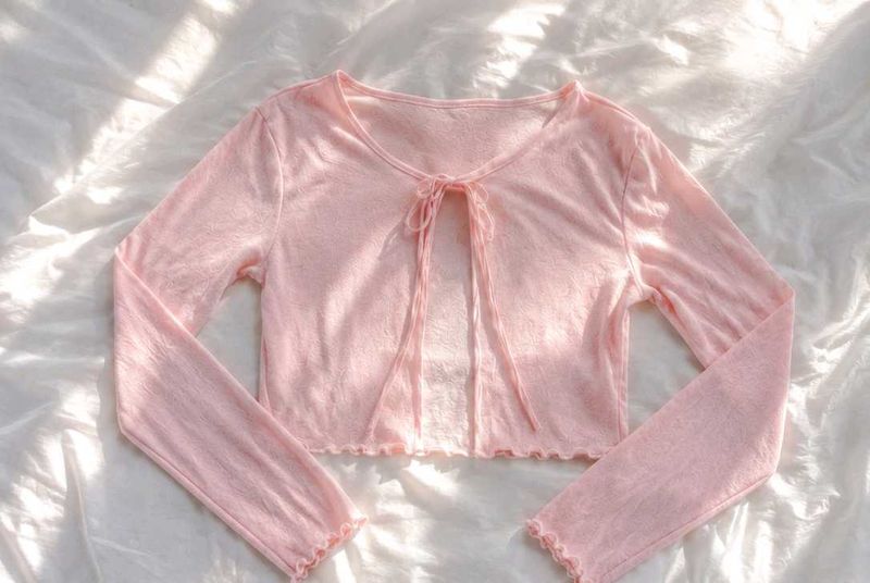Cute Pink Tie Front Cardigan