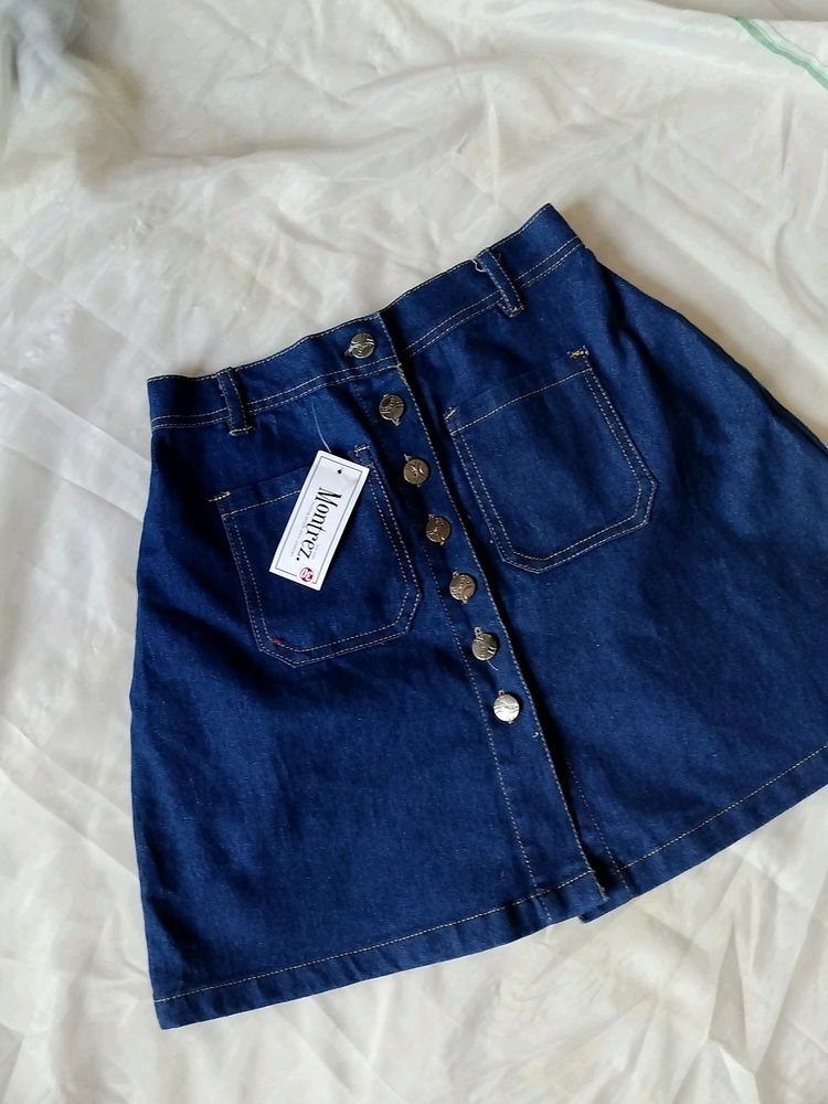 Blue Denim Mini Skirt