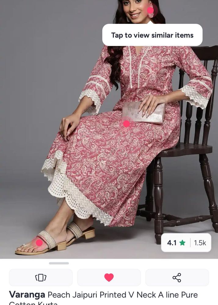 Varanga Peach Jaipuri Printed Kurta