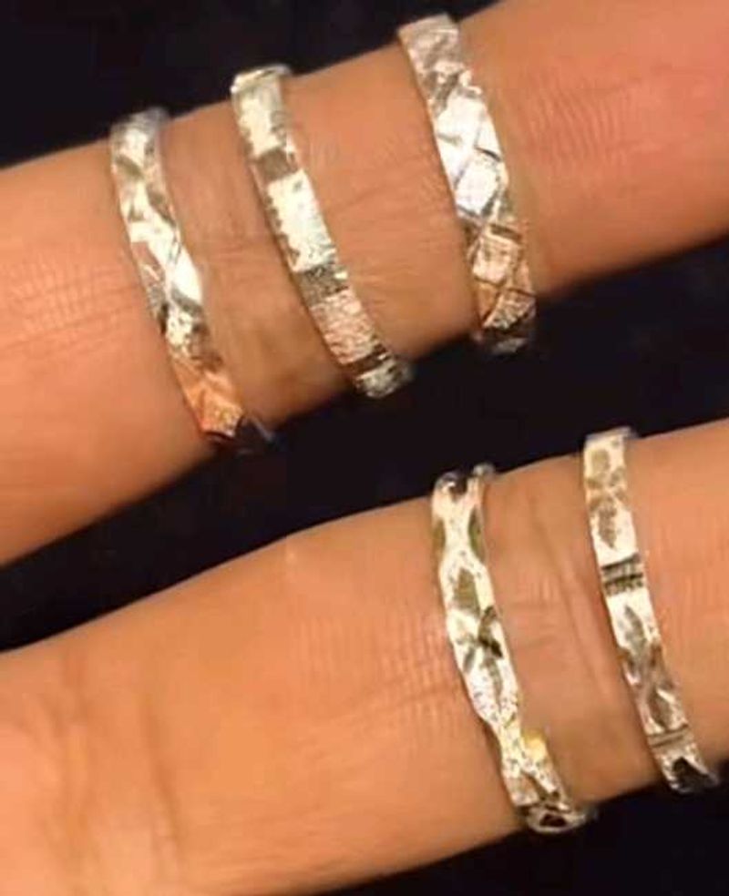Set of Stylish Textured Rings