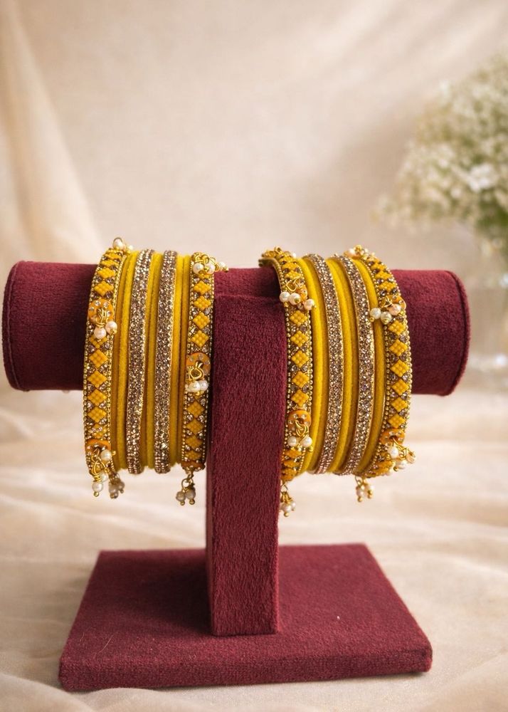 Yellow Beaded Bangles Set -2.6