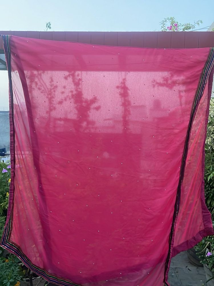 Embellished Magenta Dupatta