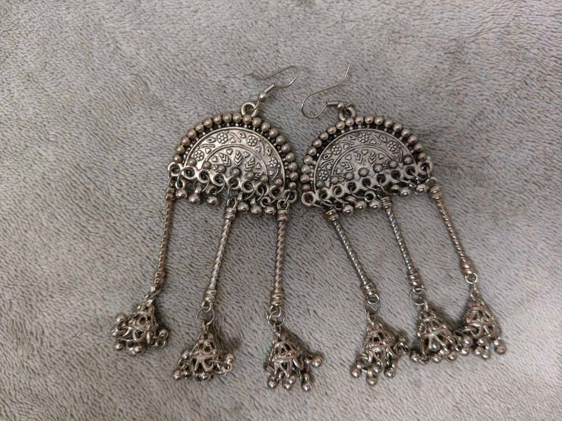Silver Oxidized Jhumka Earrings | Only for 79/-