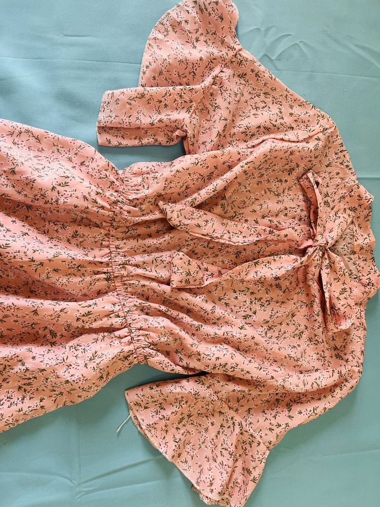 Chic Pink Floral Print Dress
