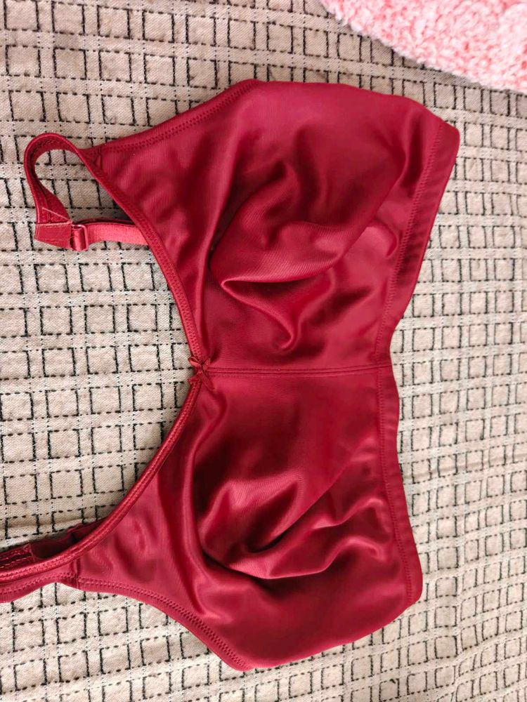 Red Satin Bra