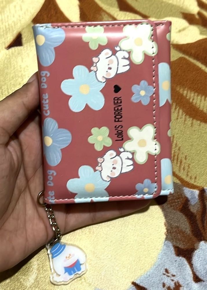 Cute Dog &amp; Flower Wallet with Charm