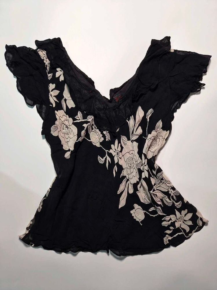 Black Floral Sheer Blouse