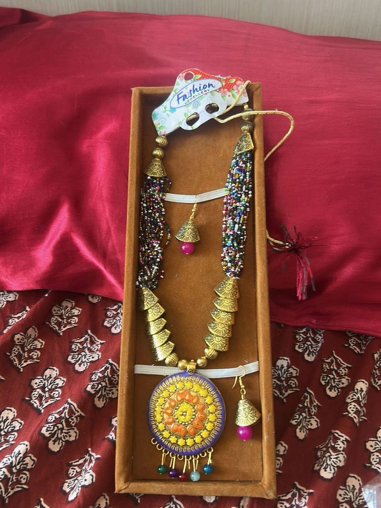 Boho Beaded Necklace &amp; Earring Set