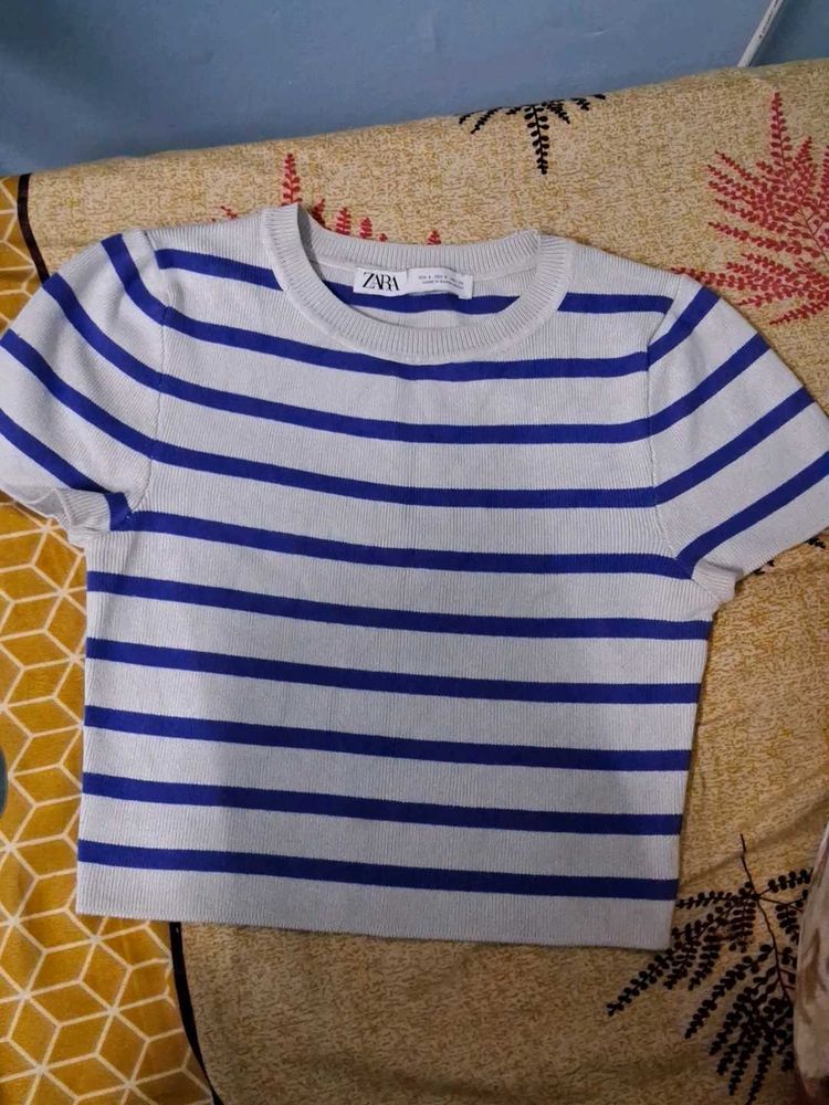 Zara Striped Baby Crop Tee (Trending)
