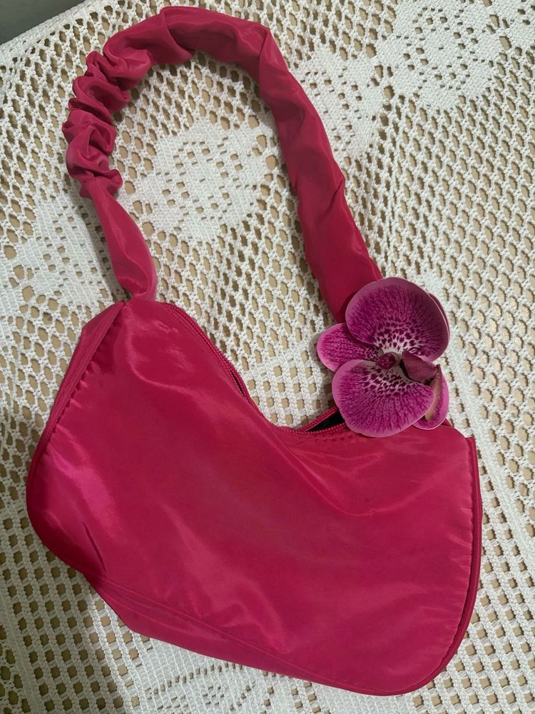 Pink Floral Accent Bag