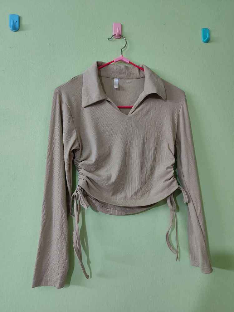 crop top khaki color