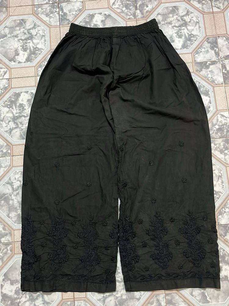 Embroidered Black Palazzos