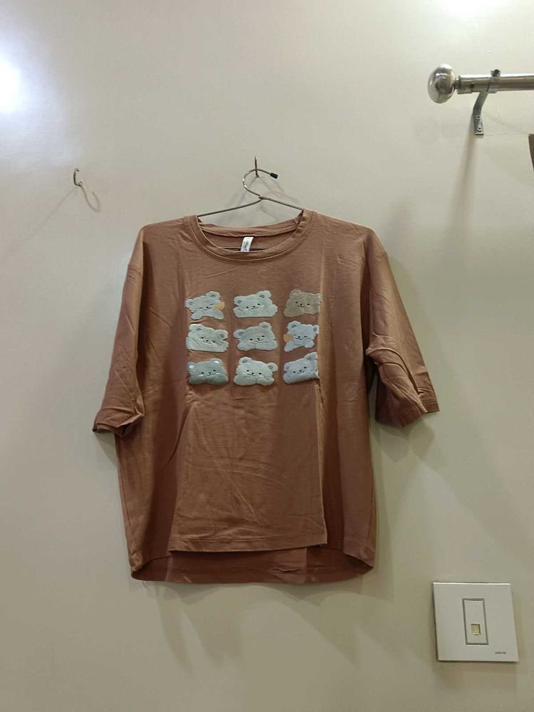 Cute Bear Print Casual T-shirt