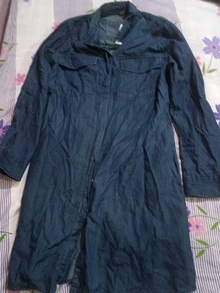 Blue Denim Long Shirt Dress