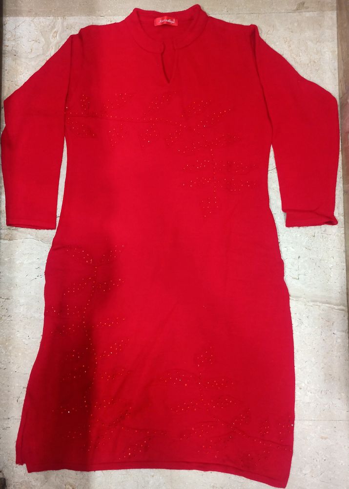 Woolen Kurti Red
