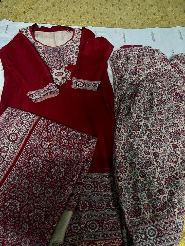 Elegant Embroidered Salwar  Suit with shawl