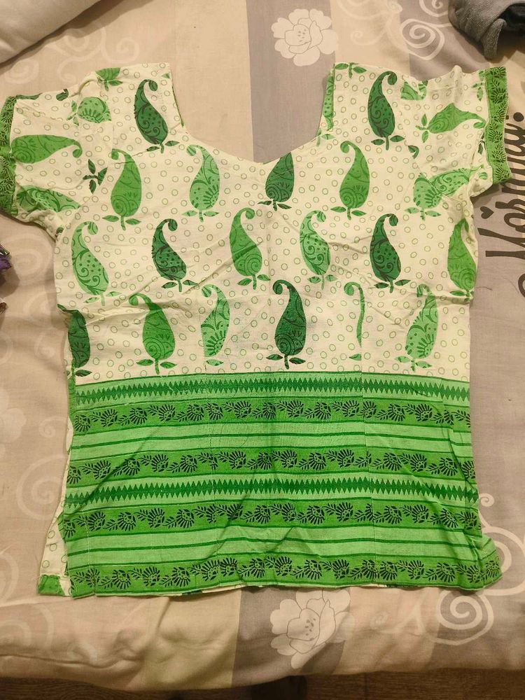 Green Paisley Print Blouse