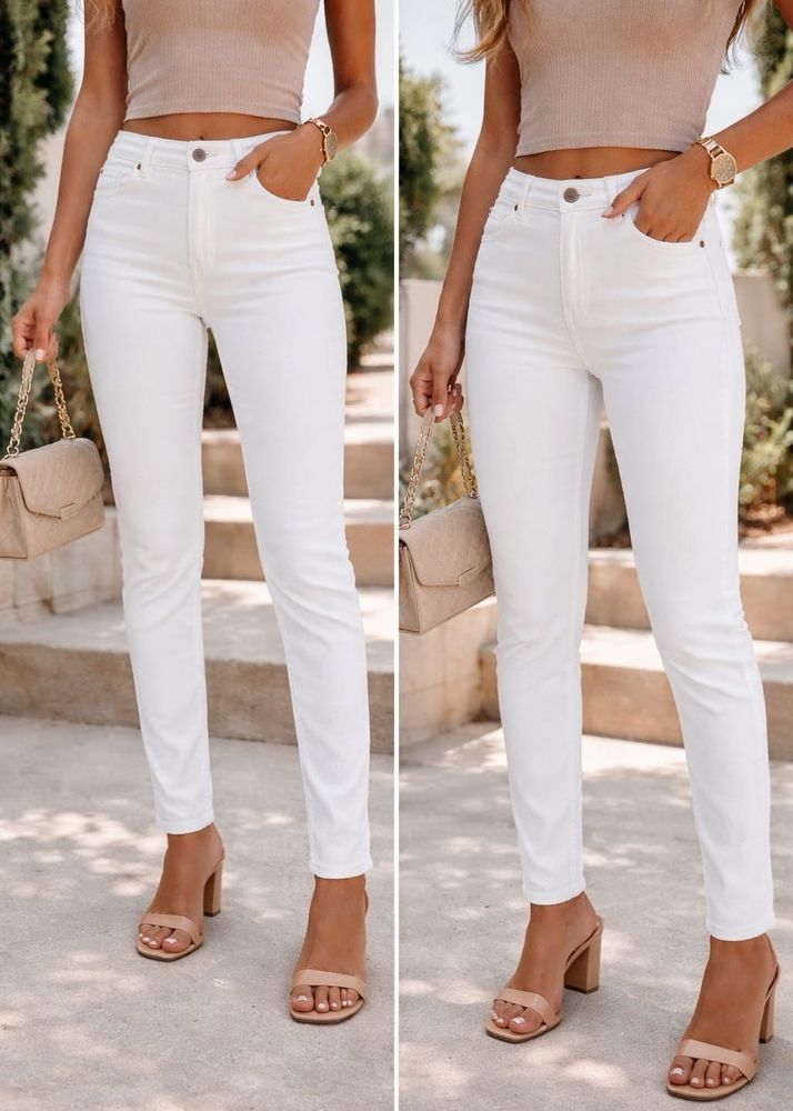 White High-Waisted Skinny Jeans Brand New