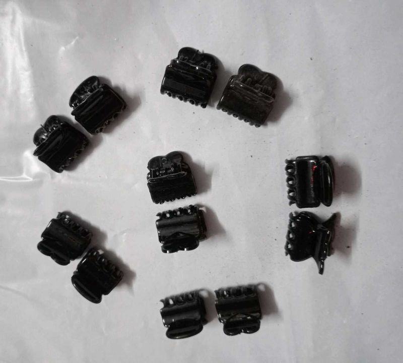 Set of 10 Small Black Hair Clips