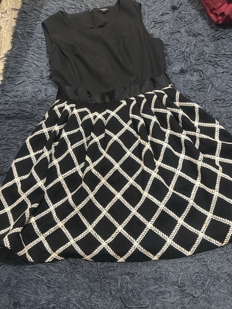 Avenue Black Fit and Flare Dress