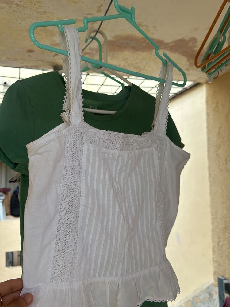ZARA White Lace Trim Cami Top