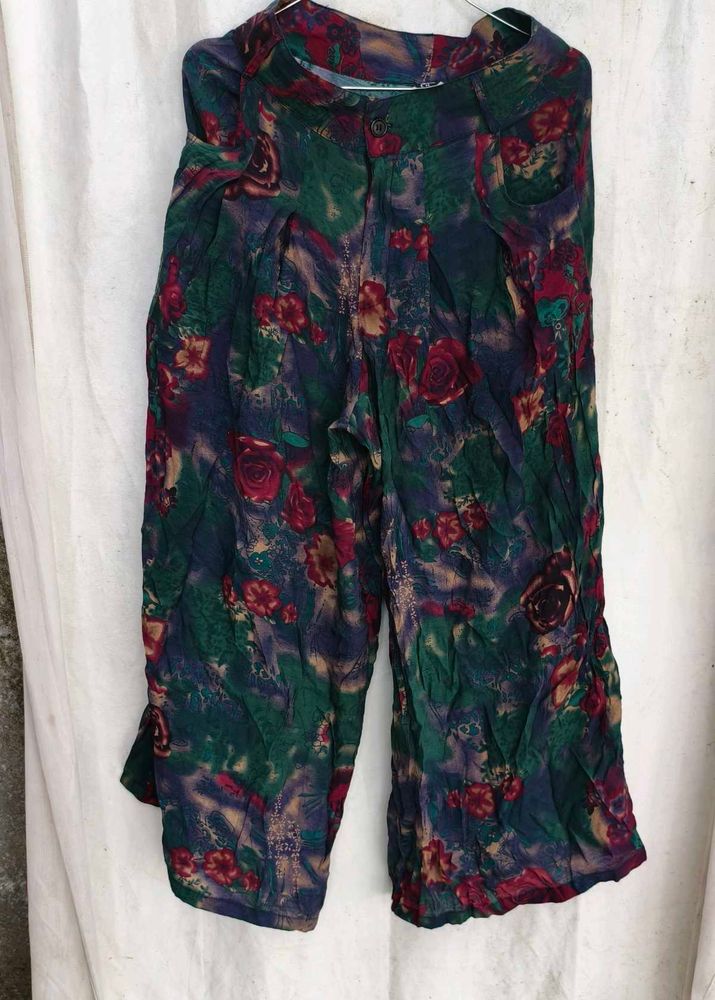 Vintage Floral Wide Leg Pants