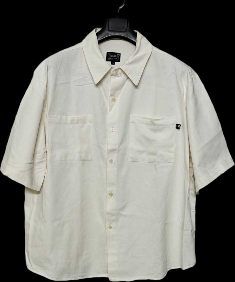PERSTEP Classic White Short Sleeve Button-Up Shirt