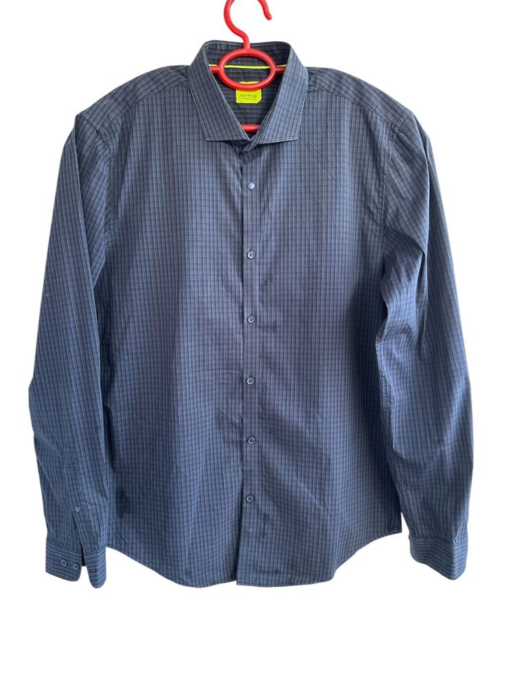 Men's Blue Checkered Long Sleeve Shirt