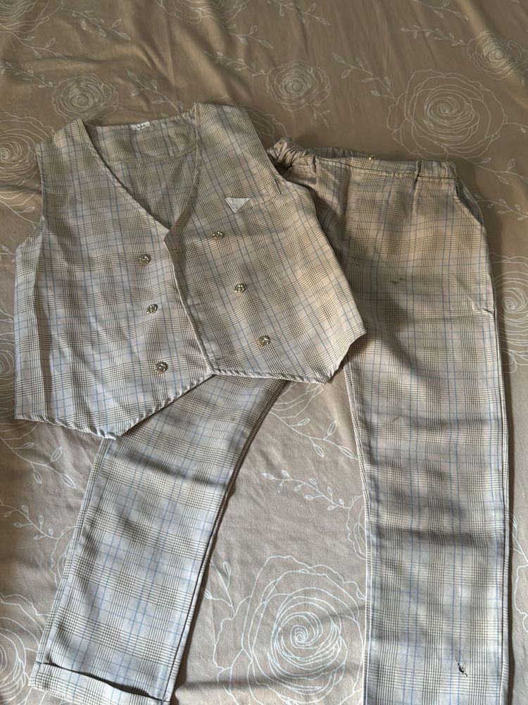 Plaid Vest and Pants Set
