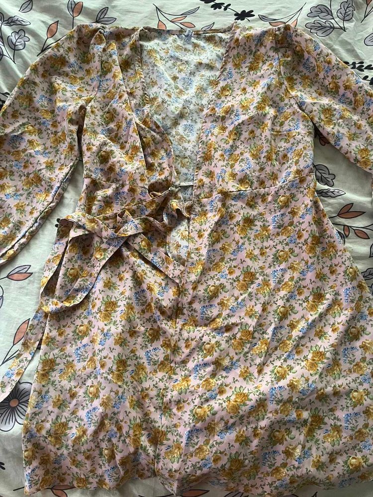 Floral Print Wrap Dress