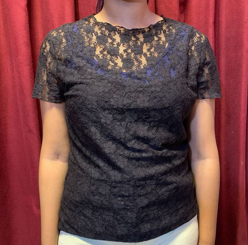 Black Lace Top With Camisole