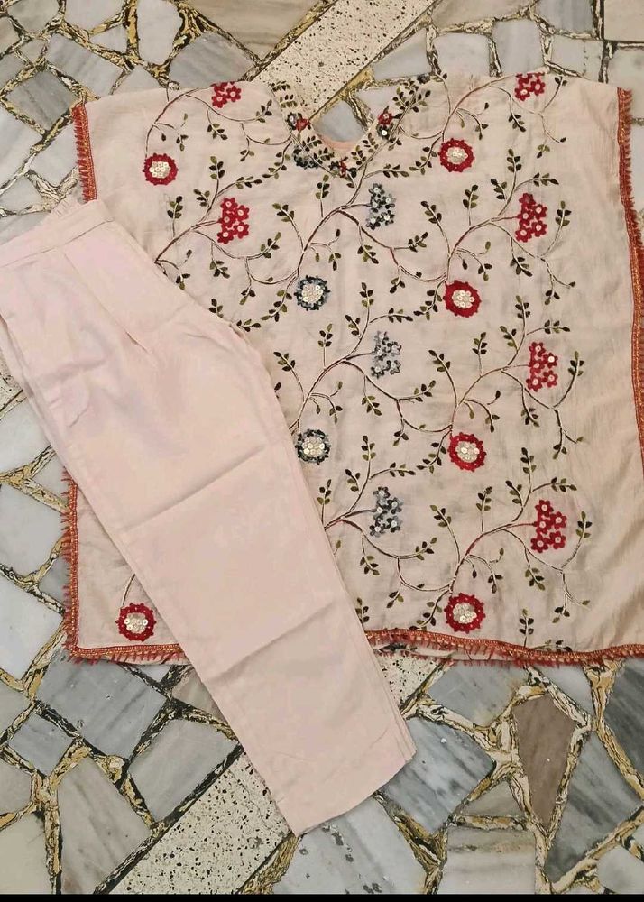 20. Embroidered Kaftan kurta with Pants Set