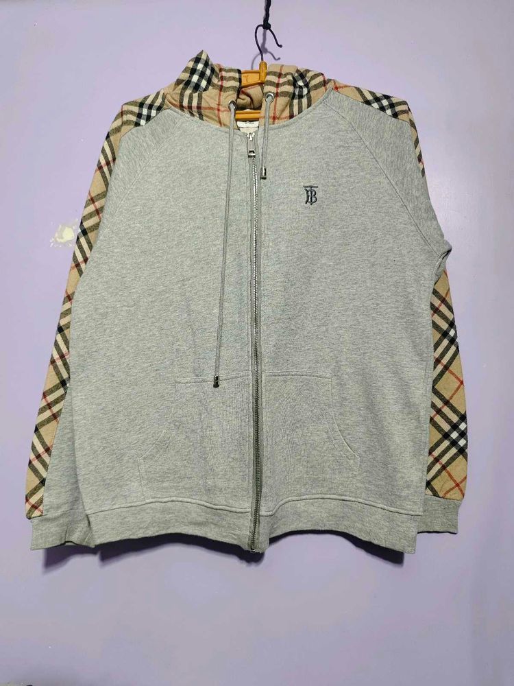 Burberry Grey Zip-Up Hoodie
