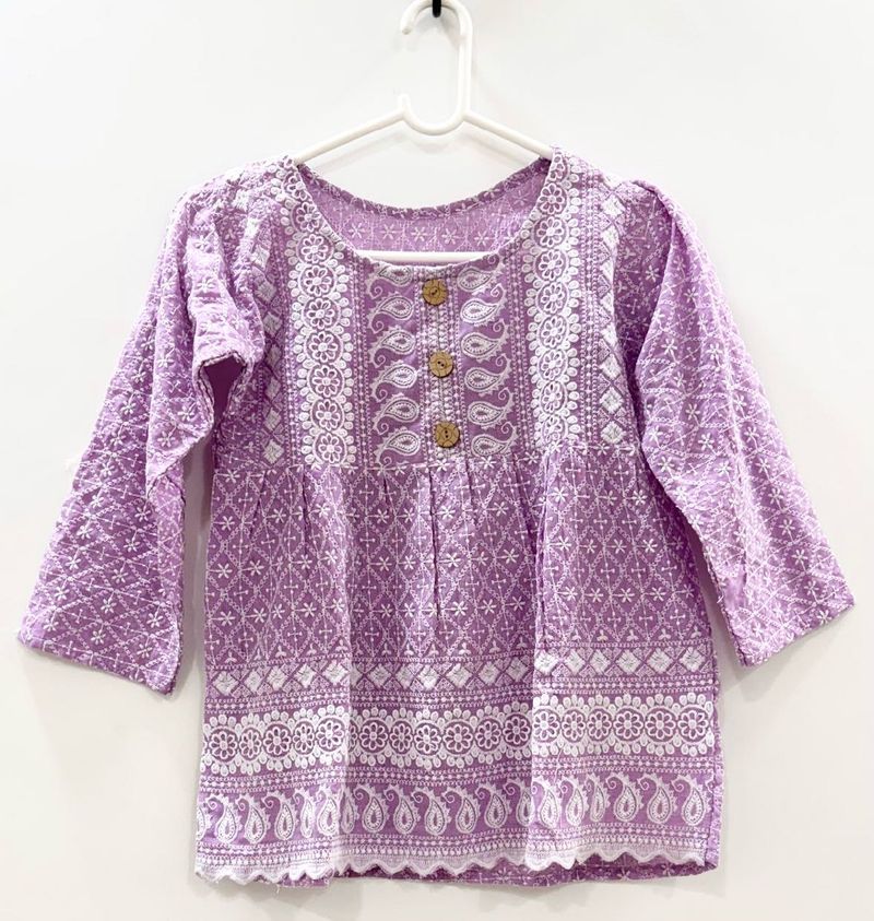 Purple Embroidered Top